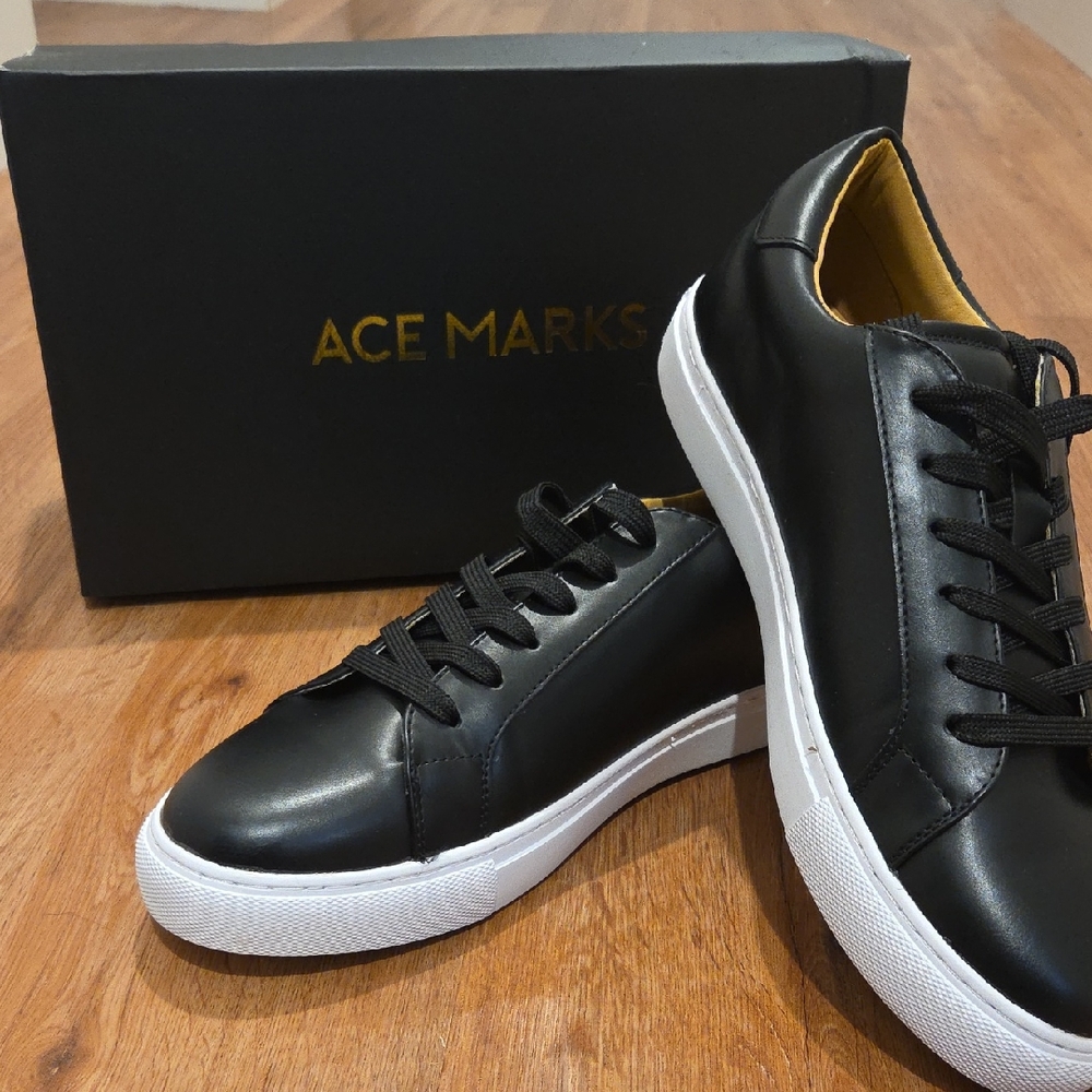 Black Leather Men's Sneakers